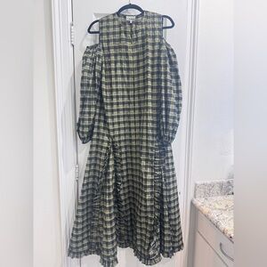 Ganni Yellow and Black Checkered Dress